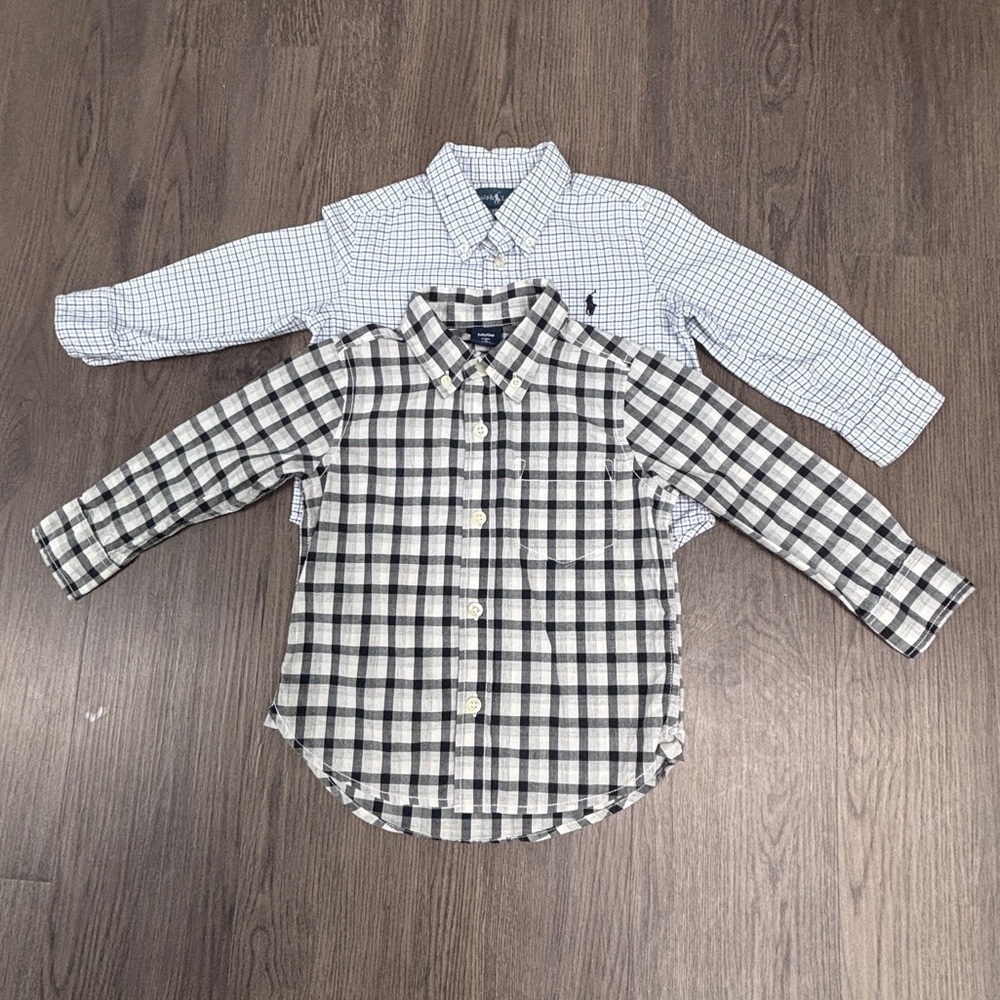 GrowwMe Bndle Ralph Lauren Kids 24mo + GAP 2T Checkered Button Down LSS Set